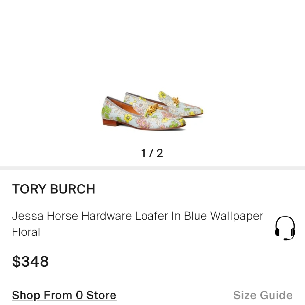 Jessa Horse Hardware Loafer In Blue Wallpaper Floral